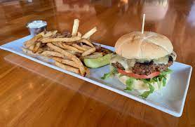 Big Ditch Brewing Company signature dishes Hayburner Burger, Beer Battered Fish Fry, Spent Grain Pretzels, Mac and Cheese