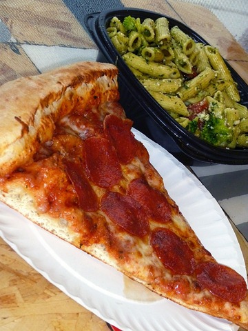 Saggios signature dishes The "Slice" (a very large pizza slice)CalzonesStromboliGarlic Bread with Cheese